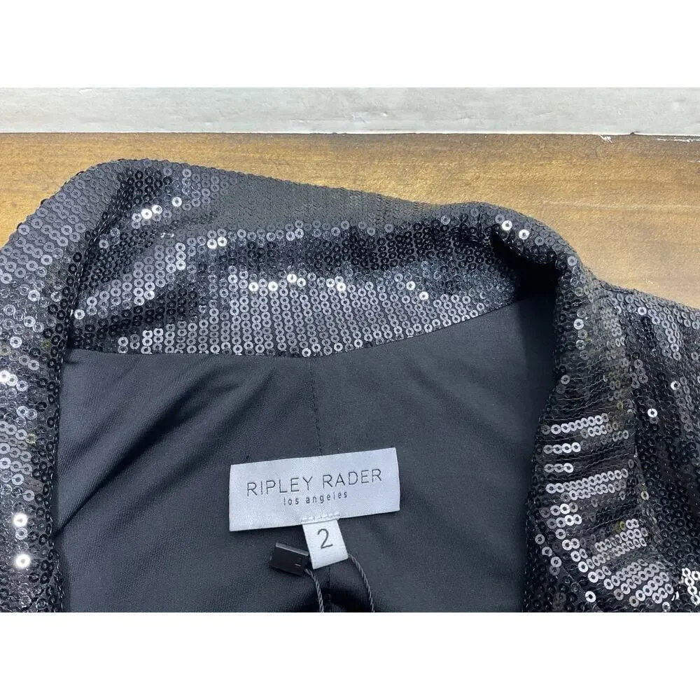 RIPLEY RADER Black Sequin Oversized Blazer Jacket Size 2 Small NWT